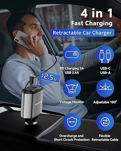 🔌 4 in 1 Retractable Charger | اشحن لحد 4 أجهزة بنفس الوقت